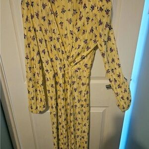 New Look Yellow and Purple Floral Long Sleeve Dress